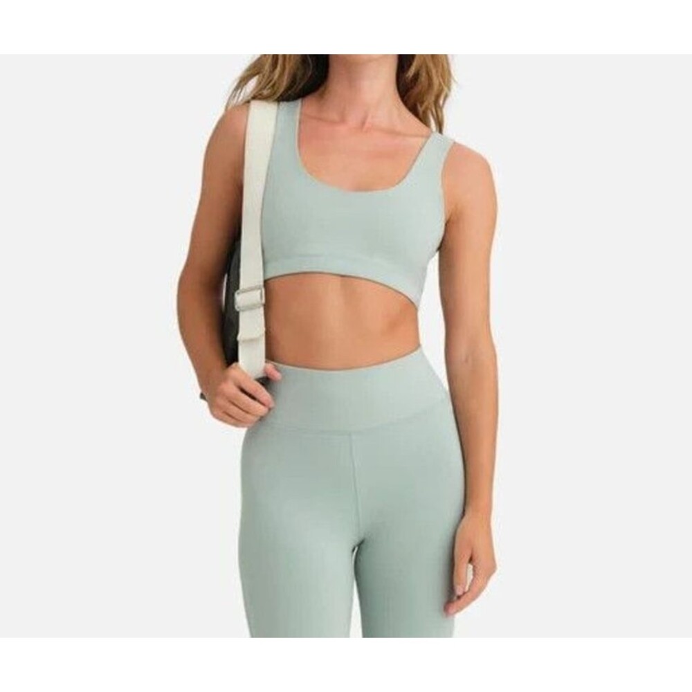 Mate the Label Women's Organic Stretch Sports Bra DEW GREEN XS NWOT